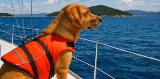 Hund auf Segelyacht