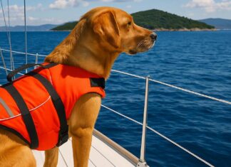 Hund auf Segelyacht