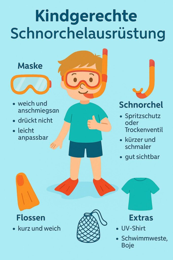 Kindergerechte Schnorchenausrüstung